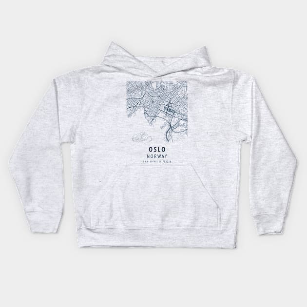 oslo norway simple map Kids Hoodie by boy cartograph